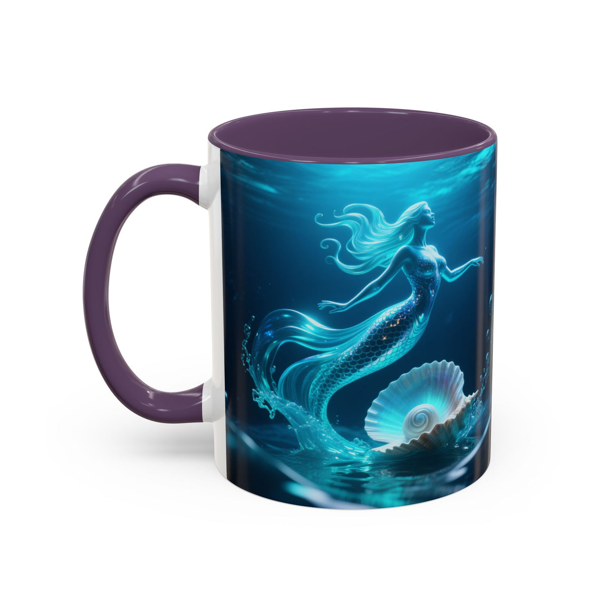 Mermaid Shell Accent Coffee Mug – Ocean Fantasy 11/15oz US