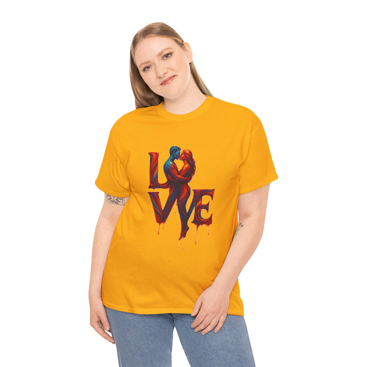 LOVE Couple Silhouette T-Shirt — Romantic Dripping Love Design perfect for expressing feelings without saying a word.