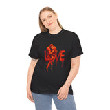 Illustrative image of Love Silhouette T-Shirt - Romantic Dripping Heart Design styled in a creative way.