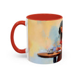 Artistic Red Dress Accent Coffee Mug - 11oz variations with different colored interiors in a line-up