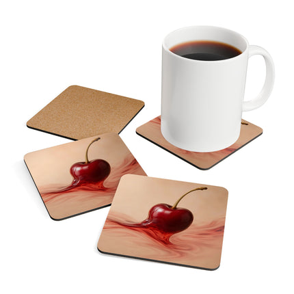 Cherry Blossom Corkwood Coaster Set | Rustic Home Decor, Unique Drinkware, Kitchen Gift, Nature Lover's Present, Eco-Friendly Coasters