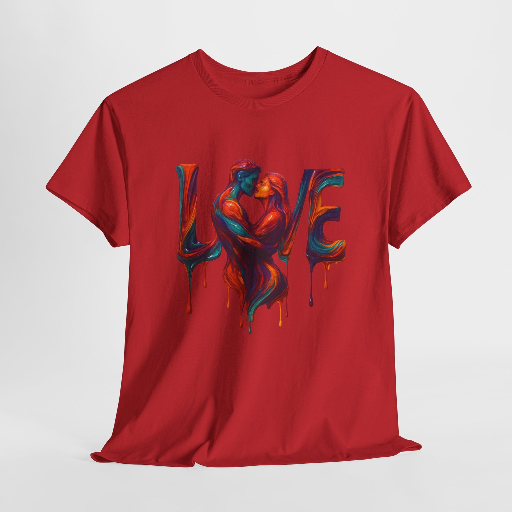 Close-up of Love Unisex Heavy Cotton Tee's fabric details, showcasing high-quality material.