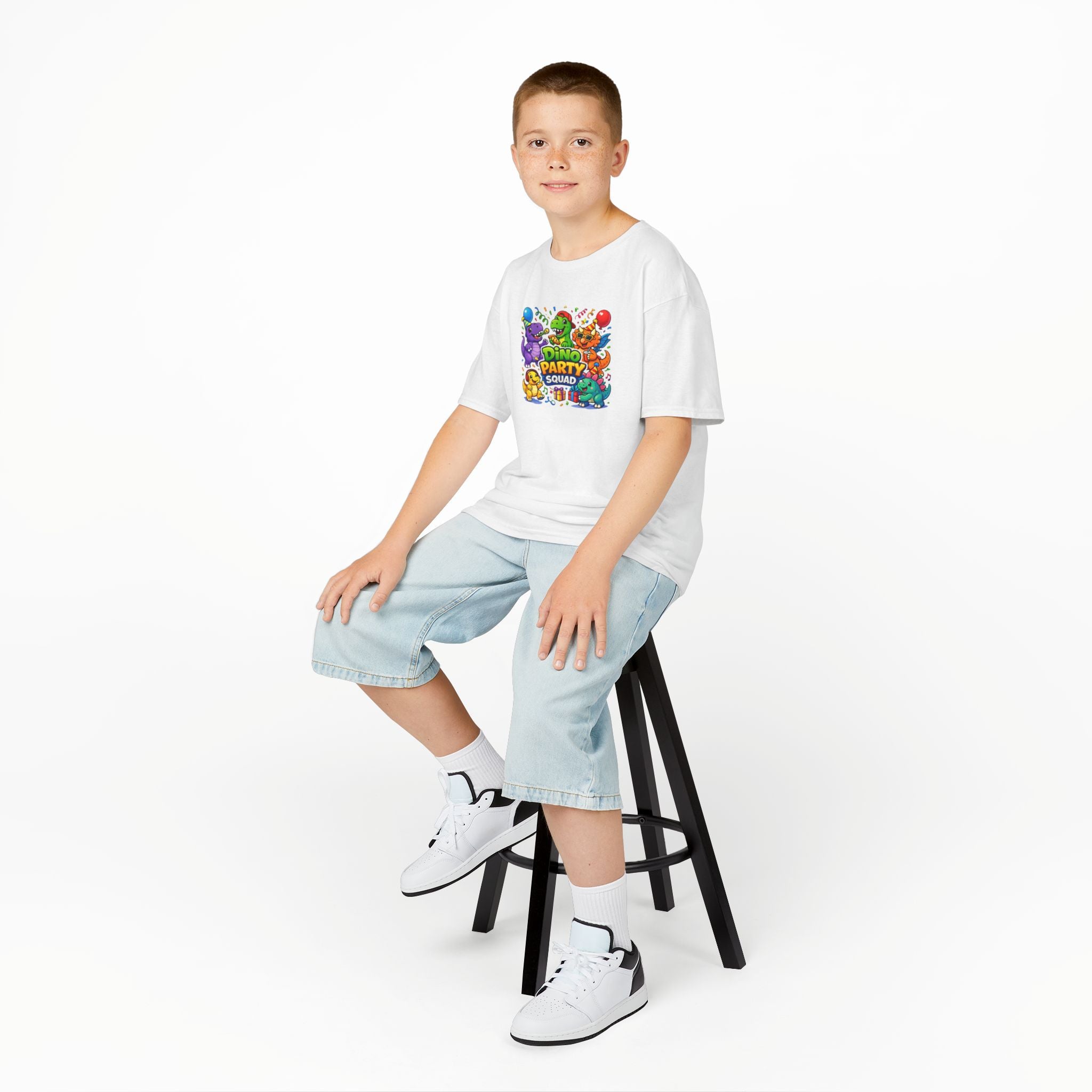 "Dino Party Squad" Colorful Birthday Dino Tee Kids  —  T-Shirt