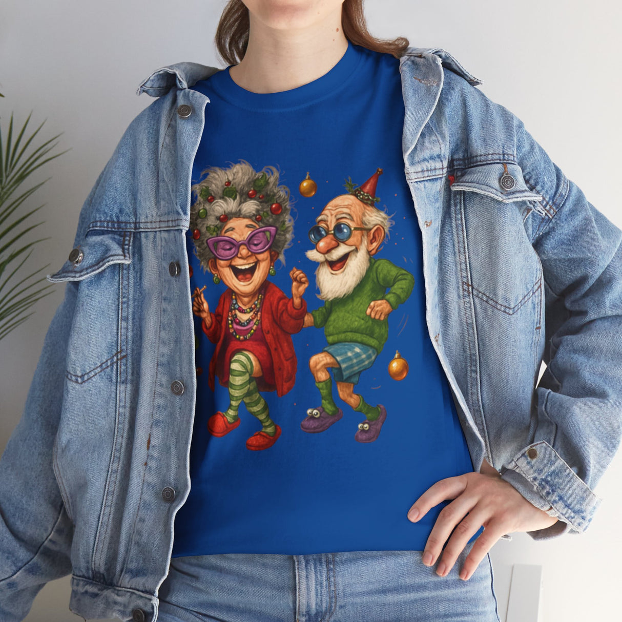 Dancing Seniors Illustration T‑Shirt featuring a joyful elderly couple in a delightful dance scene.