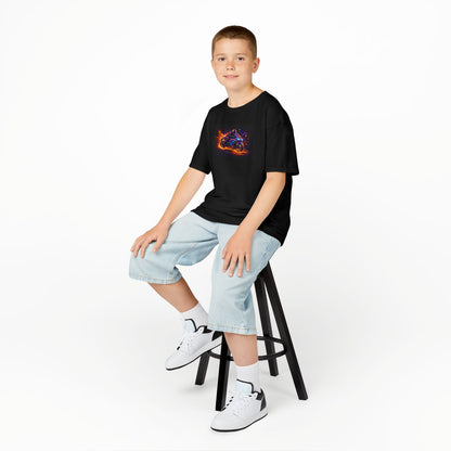 Kids Motorcycle Flame Tee — Neon Fire Racing Bike Graphic