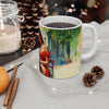 Glamour Woman In Red London Mug, Enthusiast Gift, Coffee Cup, Retro, Unique, Mug, Glamour, Retro, Woman, Dress, Red , London