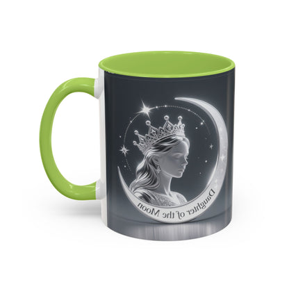 Daughter of the Moon Accent Coffee Mug — Celestial Crowned Woman 11/15oz US
