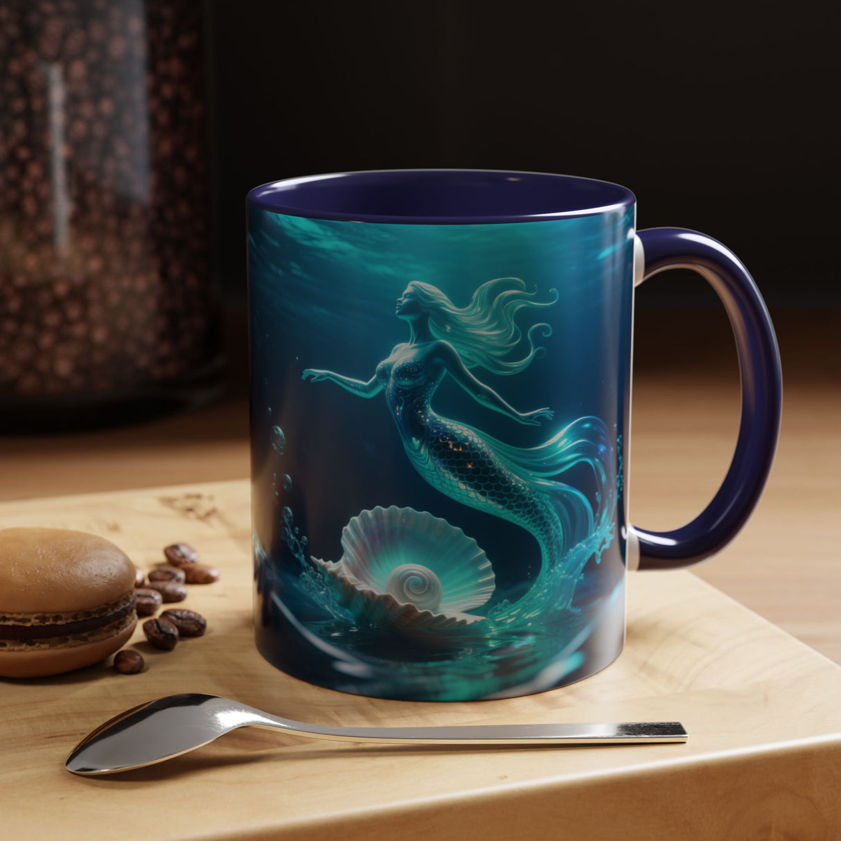 Mermaid Shell Accent Coffee Mug – Ocean Fantasy 11/15oz US