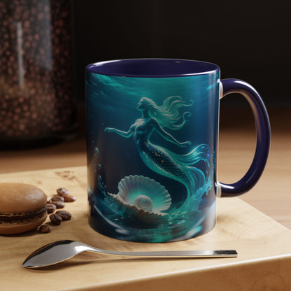 Mermaid Shell Accent Coffee Mug – Ocean Fantasy 11/15oz US
