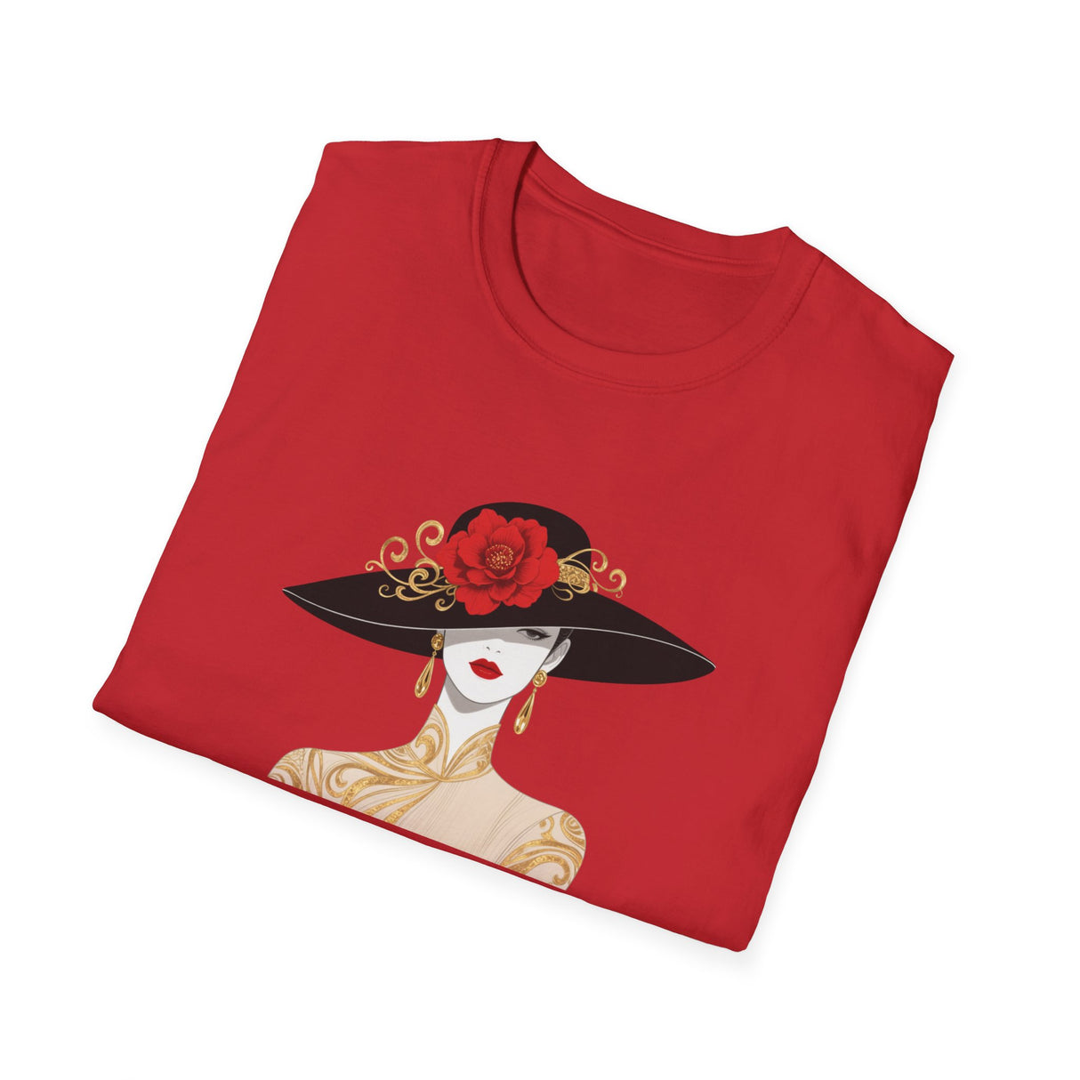 Elegant Lady with Rose Hat T-Shirt