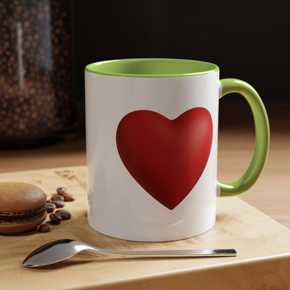 Heart Accent Coffee Mug – Red Heart Design (11oz)