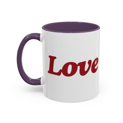 Love Accent Coffee Mug — Red Script Love Design (11oz)