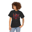Man and woman wearing Love Unisex Heavy Cotton Tee, highlighting its versatility for both genders.