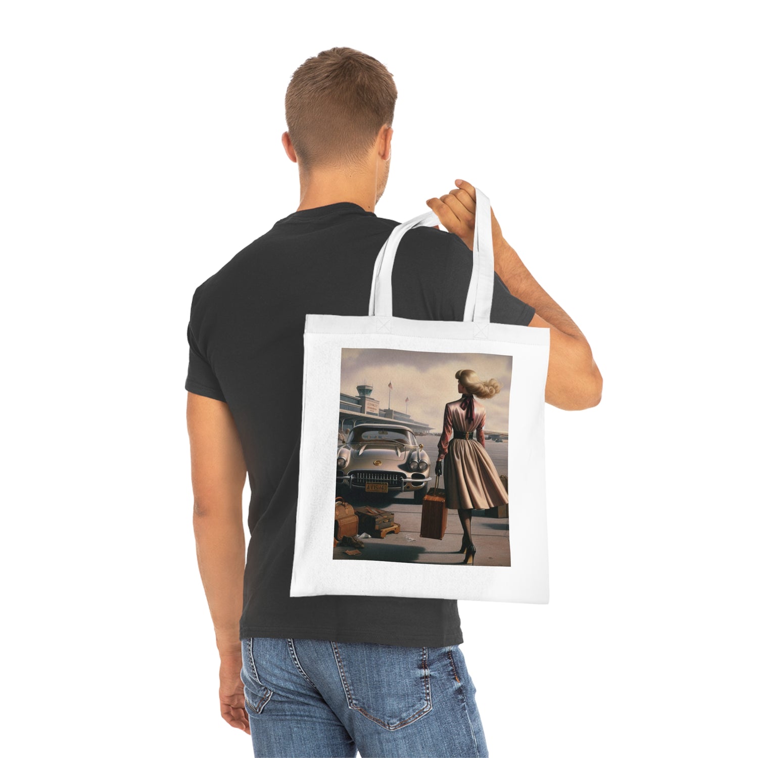 Colorful patterns on the Vintage Travel Cotton Tote Bag, ideal for gifts.