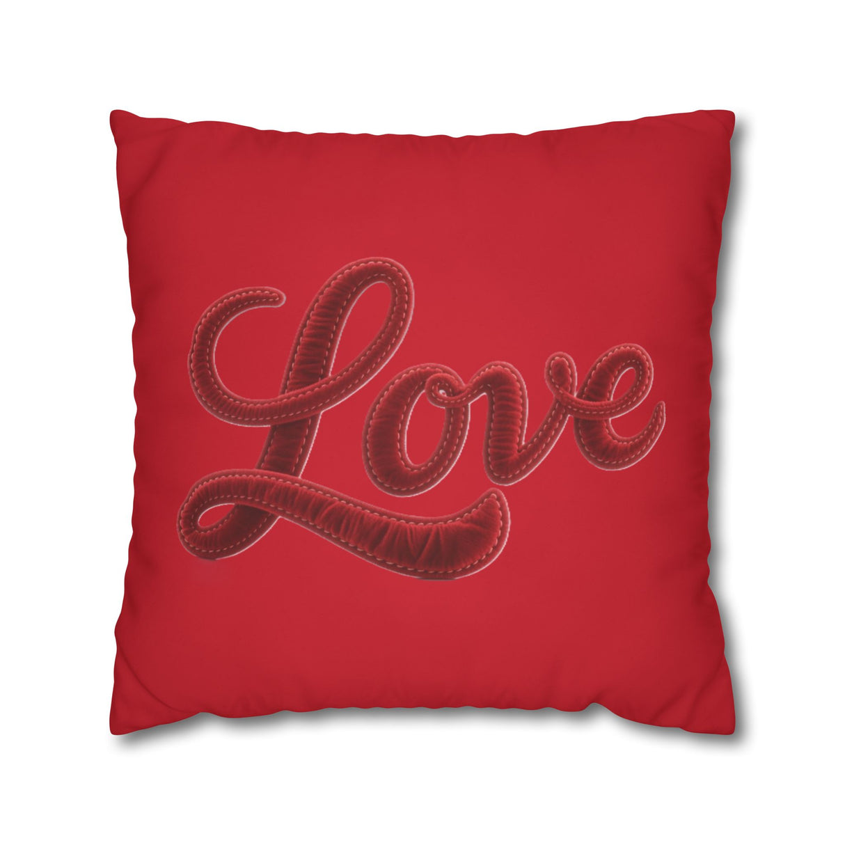 Love Script Pillowcase — Red Decorative Throw Pillow Cover