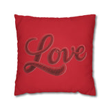 Love Script Pillowcase — Red Decorative Throw Pillow Cover