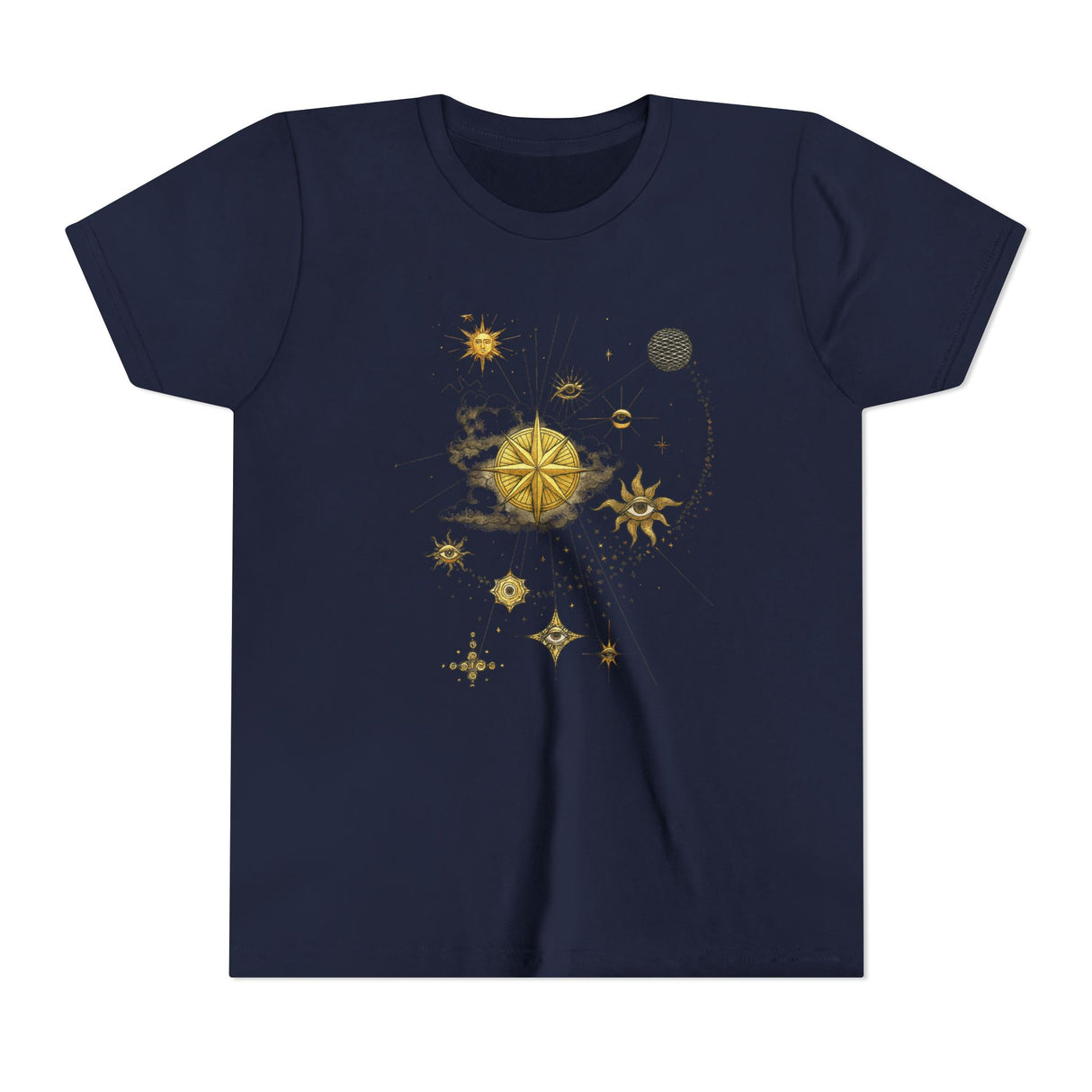 Children enjoying outdoor play wearing the Celestial Compass Youth Tee.