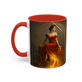 Fiery Goddess Accent Coffee Mug paired with a book, ideal for sketching or quiet moments.