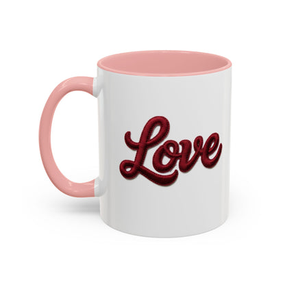 Love Accent Coffee Mug — Red Script Love Design (11oz)