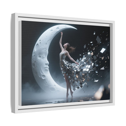 Framed Matte Canvas Art — Dancer &amp; Moon Surreal Wall Decor enhancing interior aesthetics with its modern design.