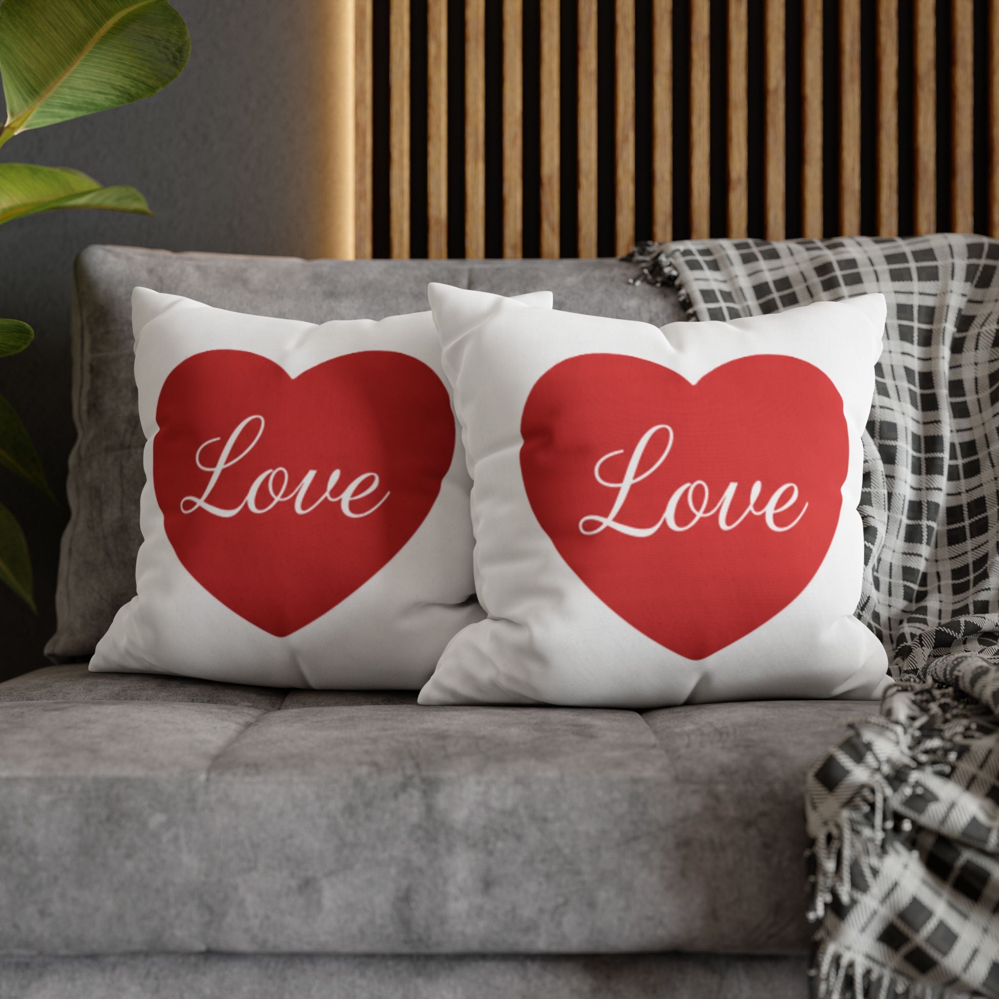 Love Heart Pillowcase — Square Decorative Throw Pillow Cover