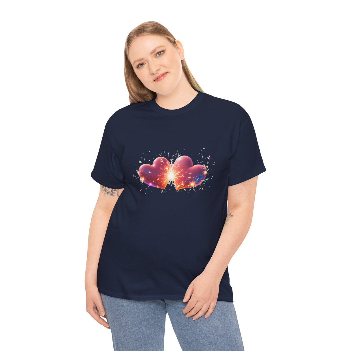 Cosmic Heart T-Shirt, a perfect gift for lovers depicted with romantic ambiance.