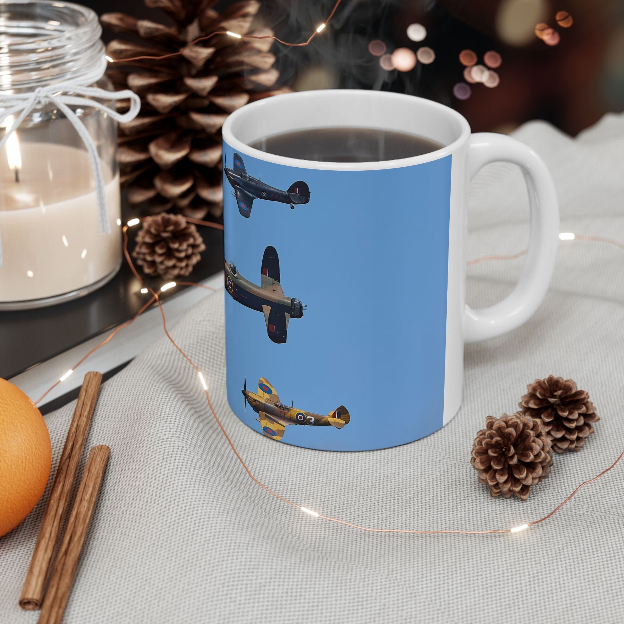 WW2 Fighter Ceramic Mug - Perfect Gift for Pilots, Aviation Lovers, Air Force Veterans, Coffee Lovers, Birthday, and Father's Day