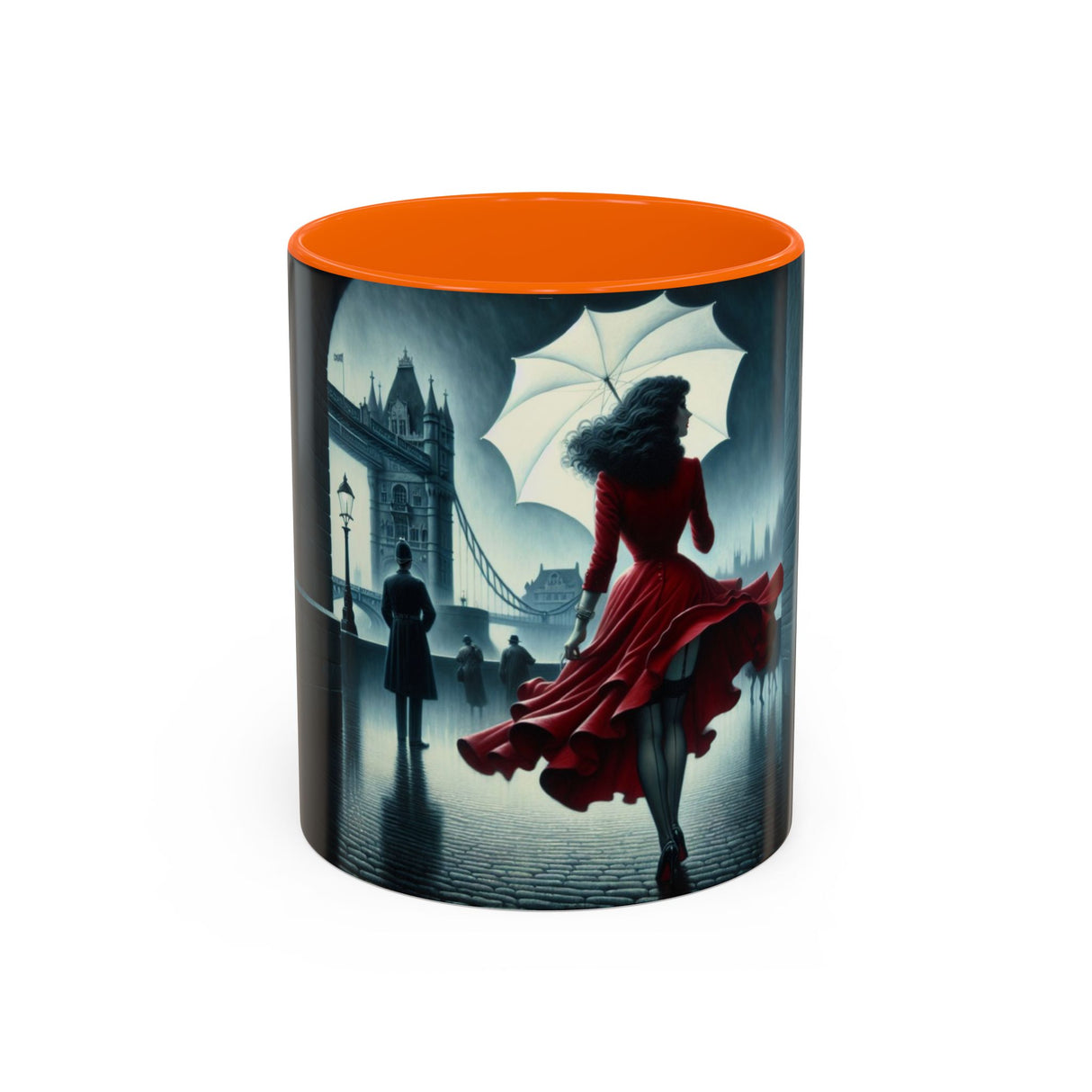 Elegant Cityscape Coffee Mug - 11oz standing out in a modern kitchen setting.