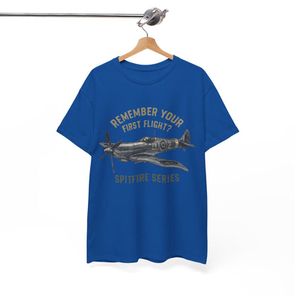 Artistic shot of the Spitfire Series T-Shirt styled with aviation-themed decor.