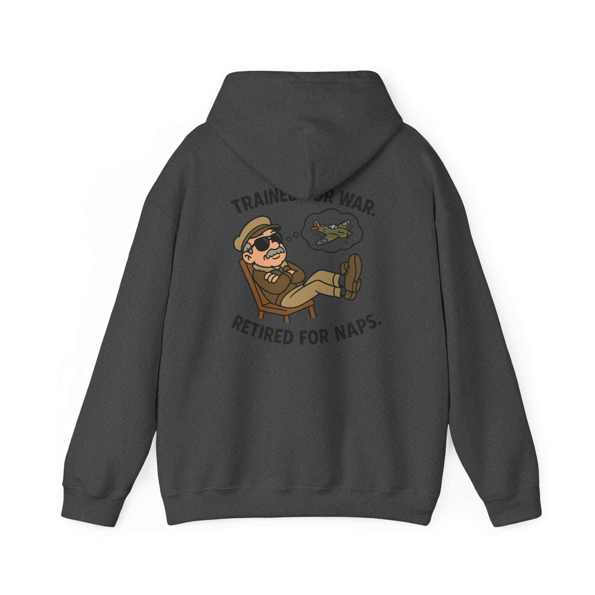 Close-up of the kangaroo pocket on the Retired Pilot Hooded Sweatshirt — &