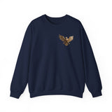 Casual pose of a model in the Crewneck Sweatshirt — Medieval Knight & Eagle Graphic, looking relaxed.