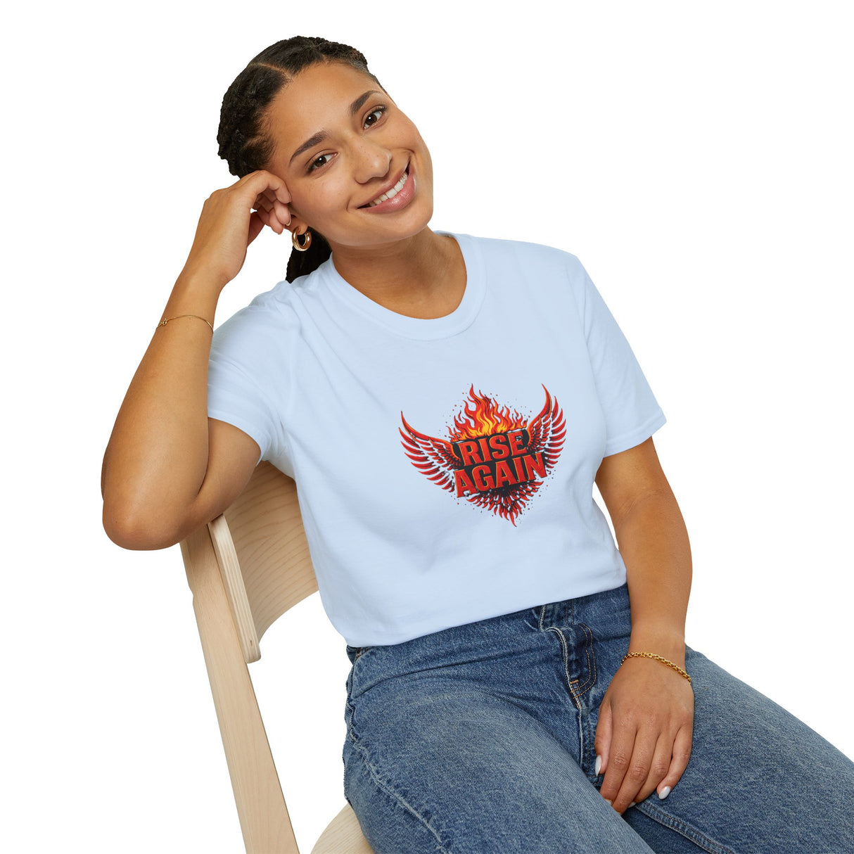 Rise Again Phoenix T-Shirt — Flaming Wings Motivational Tee