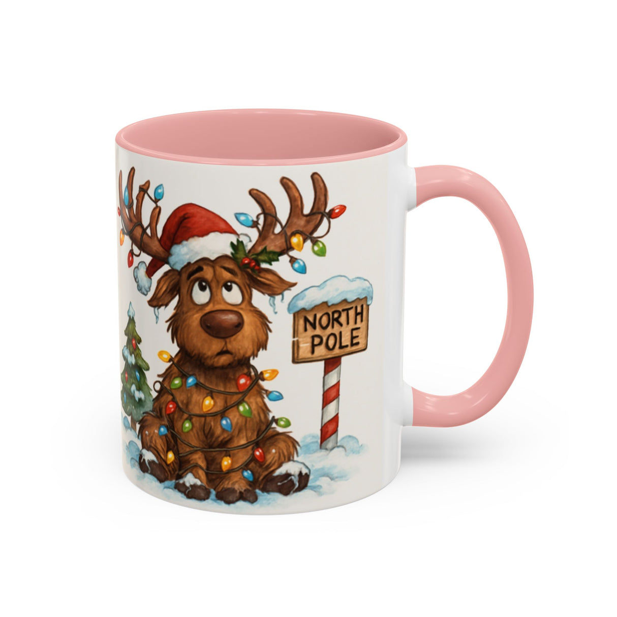 Cheerful Christmas Reindeer Coffee Mug ready for hot cocoa during festive family gatherings.