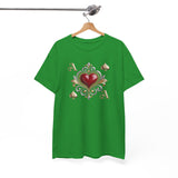 Person lounging in the Ace of Hearts T-Shirt, reflecting comfort and casual elegance on a laid-back day.