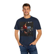 A close-up of Vintage Glamour T-Shirt showing garment-dyed details, capturing the quality and style of this apparel.