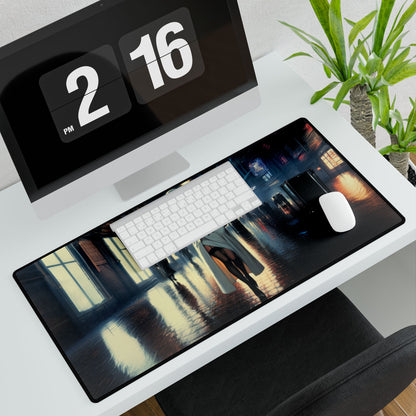 Stylish Office Accessory for Your Workspace, featuring a colorful urban scenery on a desk mat - 31.5" × 15.5".