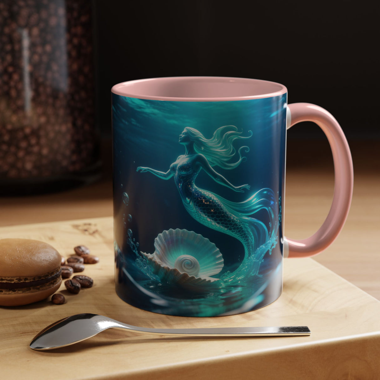 Mermaid Shell Accent Coffee Mug – Ocean Fantasy 11/15oz US