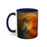 Close-up of the Autumn Portal Coffee Mug showcasing detailed print and vibrant colors.