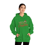 Merry Christmas Hoodie featuring festive leopard print Santa hat with cozy fit.