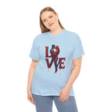 LOVE Couple Silhouette T-Shirt — Romantic Dripping Love Design worn by a couple to represent their bond.
