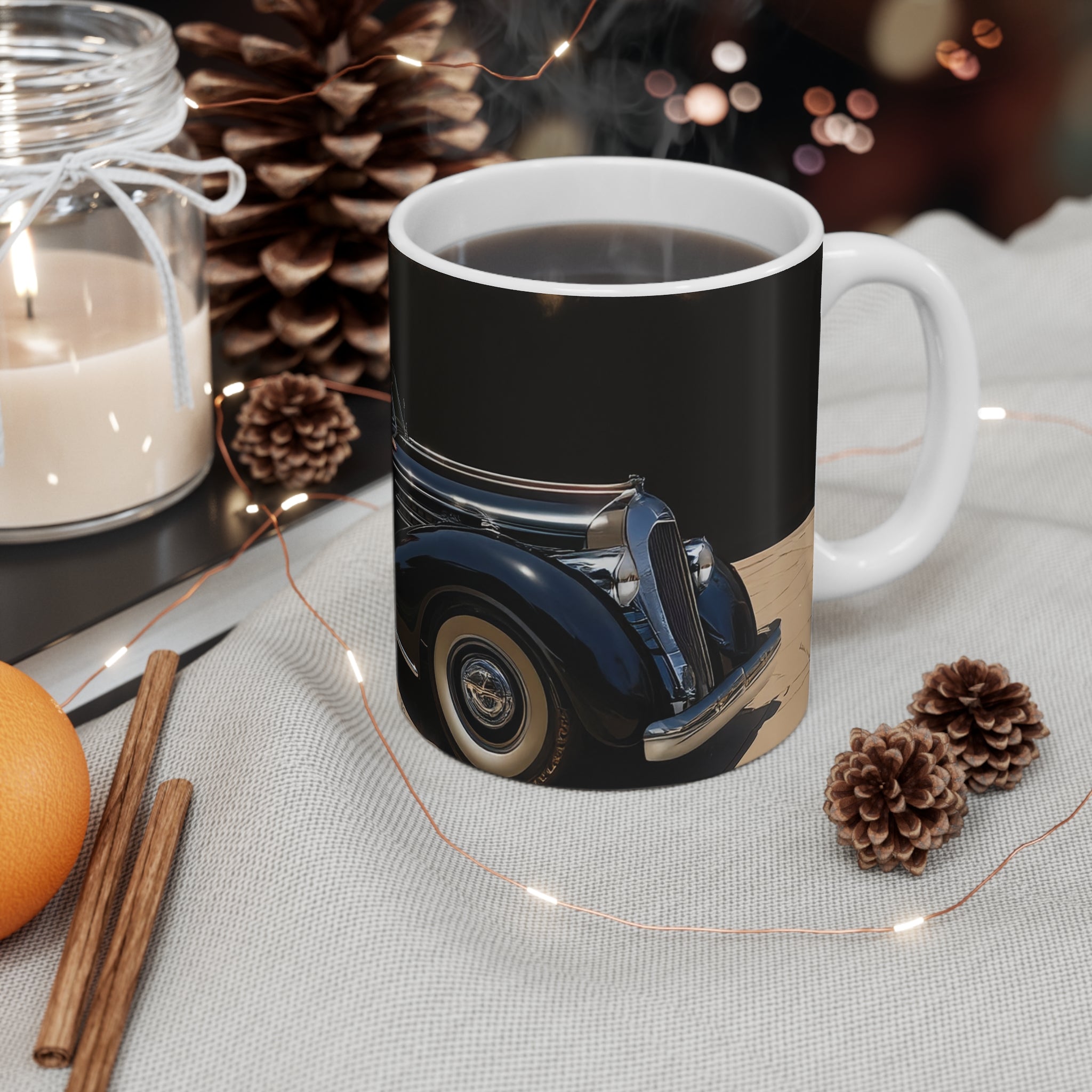 Attractive Woman, Retro Car, Enthusiast Gift, Coffee Cup, Retro, Unique  Mug, Glamour, Retro, Woman, Car, Dress, Red