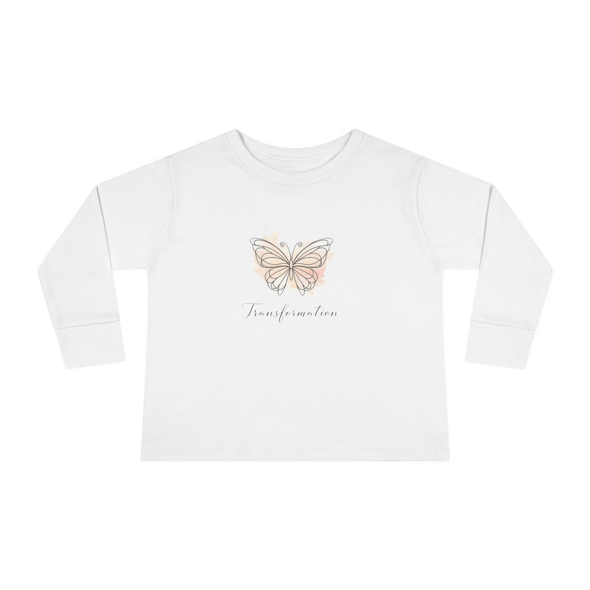 Transformation Pastel Butterfly Graphic Kids Shirt  —Toddler Long Sleeve Tee