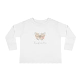 Transformation Pastel Butterfly Graphic Kids Shirt  —Toddler Long Sleeve Tee