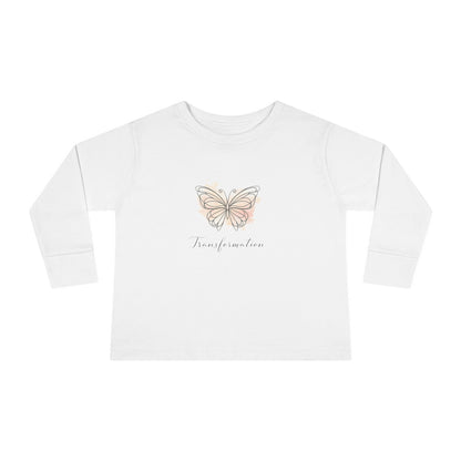 Transformation Pastel Butterfly Graphic Kids Shirt  —Toddler Long Sleeve Tee