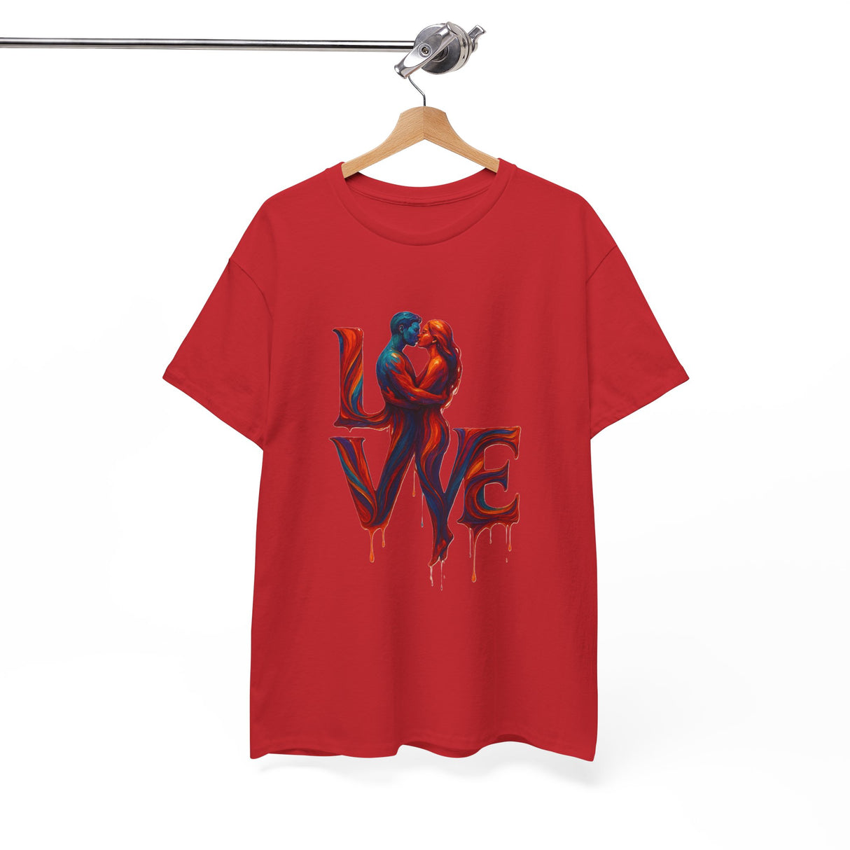LOVE Couple Silhouette T-Shirt — Romantic Dripping Love Design embraces comfort and artistry in its design.