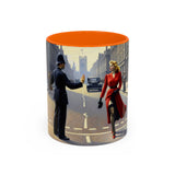 Vintage Glamour Accent Coffee Mug highlighting its microwave-safe feature for convenience.