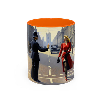 Vintage Glamour Accent Coffee Mug highlighting its microwave-safe feature for convenience.