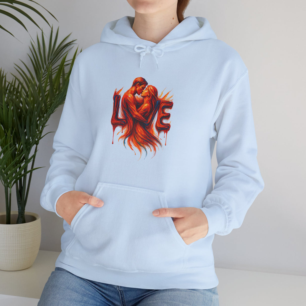 Adjustable color-matched drawstring of the Love Embrace Hoodie.