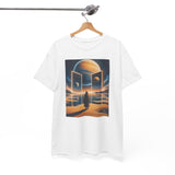 T-Shirt — Cosmic Portal Nightscape Graphic Tee with ribbed collar detail for added comfort and style.