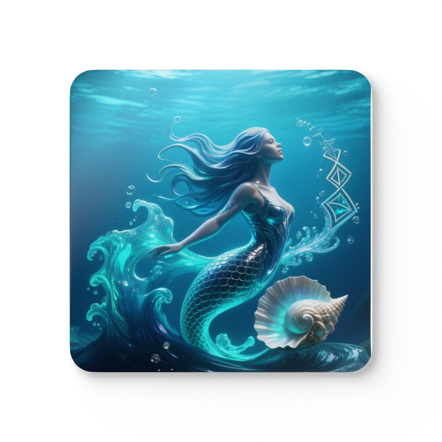 Mermaid Cork Coaster Set — Oceanic Drink Coasters (Sea Shell Design)